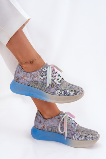 Scarpe sportive da donna in pelle con piattaforma Tai turiciejka 06776A-06 blu