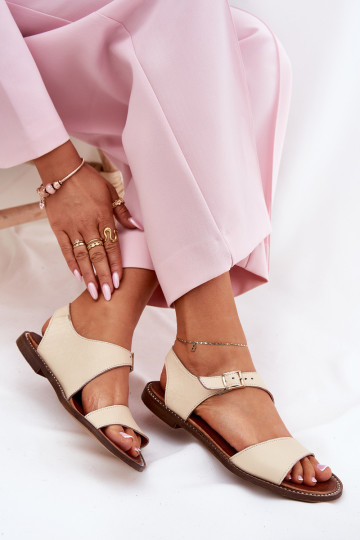 Sandali in pelle piatti da donna Zazoo 3014 sabbiosi