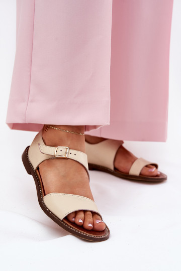 Sandali in pelle piatti da donna Zazoo 3014 sabbiosi 2