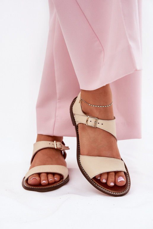 Pelle Sandali bassi da donna Zazoo 3014 beige Pelle Sandali bassi da donna Zazoo 3014 beige