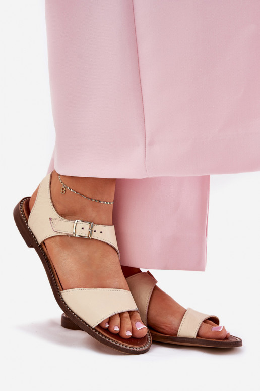 Pelle Sandali bassi da donna Zazoo 3014 beige Pelle Sandali bassi da donna Zazoo 3014 beige