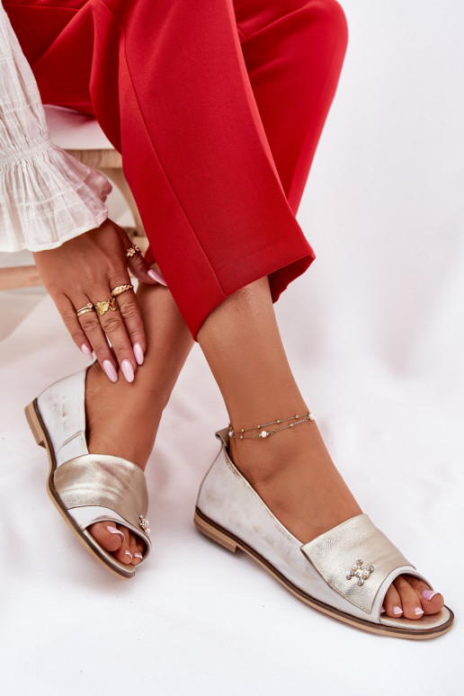 Pelle Stile elegante BallerineOdkrytymi Palcami Zazoo 1865 colore dorato Przecierany Pelle Stile elegante BallerineOdkrytymi Palcami Zazoo 1865 colore dorato Przecierany