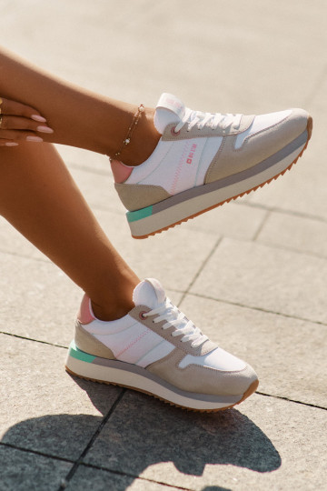 dalla pelle scamosciata Scarpe modello sneakers Femminile Big Star RR274A047 HI-POLY SYSTEM beige-Colore bianco