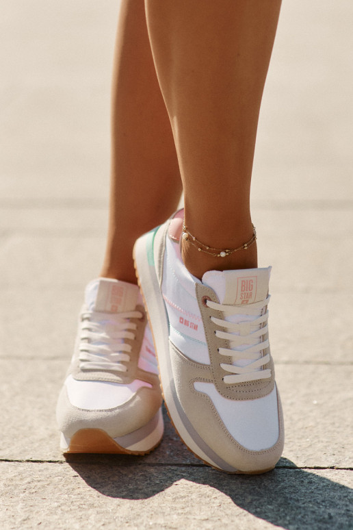 dalla pelle scamosciata Scarpe modello sneakers Femminile Big Star RR274A047 HI-POLY SYSTEM beige-Colore bianco