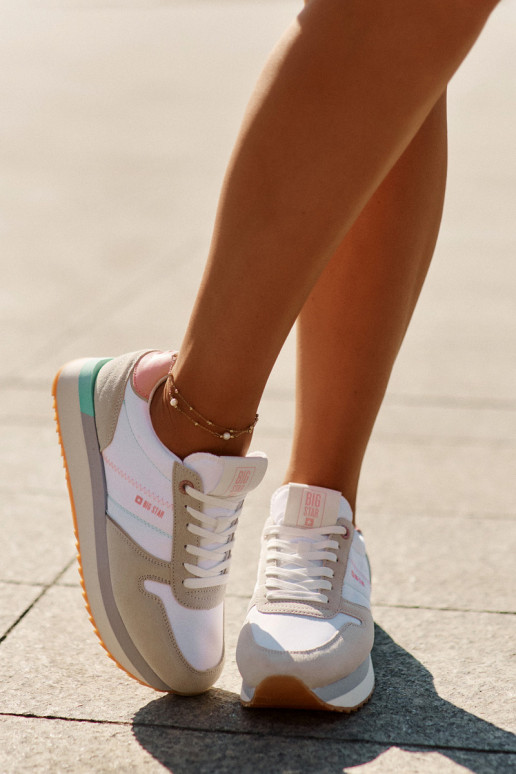 dalla pelle scamosciata Scarpe modello sneakers Femminile Big Star RR274A047 HI-POLY SYSTEM beige-Colore bianco