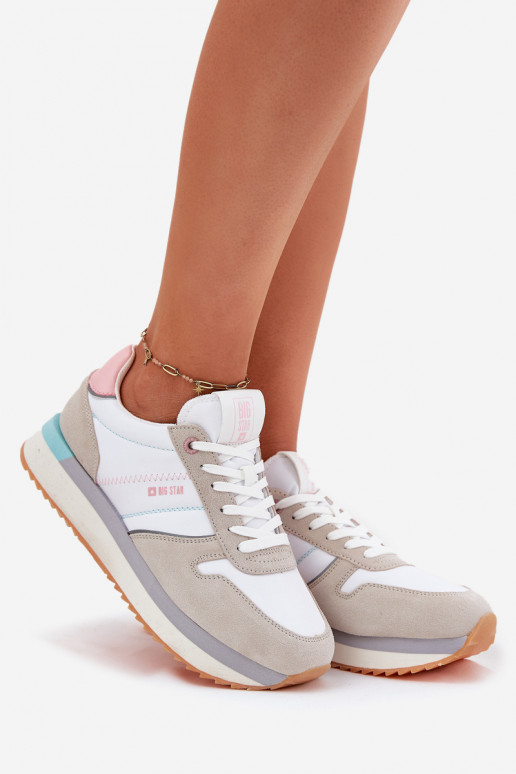 dalla pelle scamosciata Scarpe modello sneakers Femminile Big Star RR274A047 HI-POLY SYSTEM beige-Colore bianco