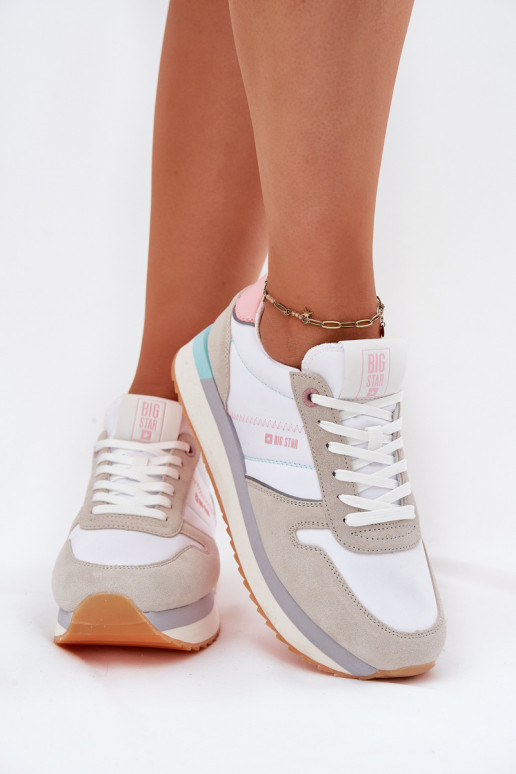 dalla pelle scamosciata Scarpe modello sneakers Femminile Big Star RR274A047 HI-POLY SYSTEM beige-Colore bianco