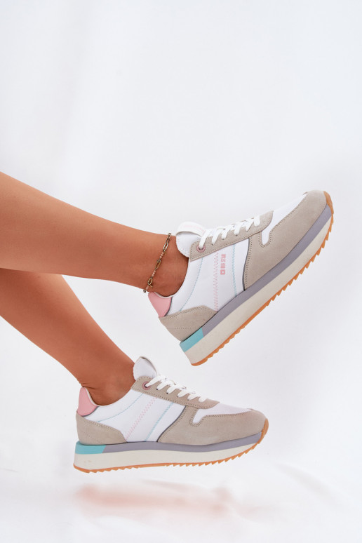 dalla pelle scamosciata Scarpe modello sneakers Femminile Big Star RR274A047 HI-POLY SYSTEM beige-Colore bianco