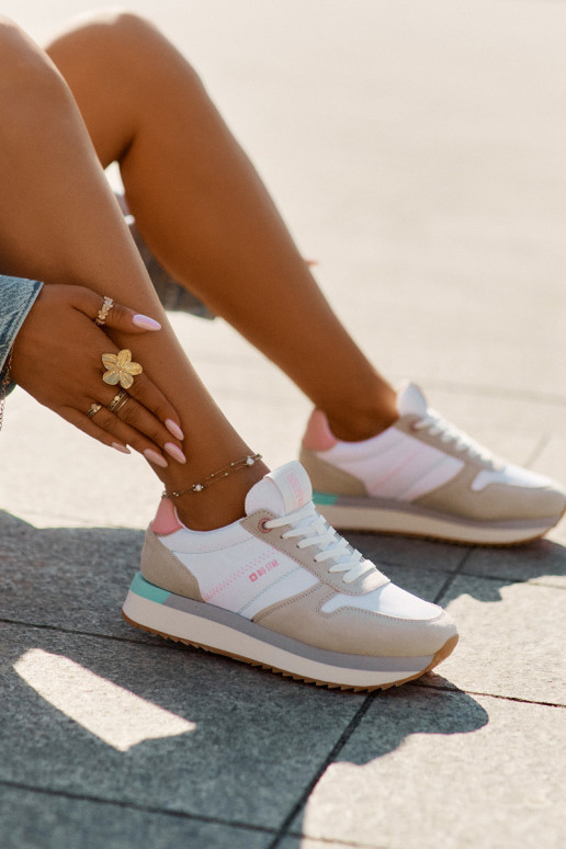 dalla pelle scamosciata Scarpe modello sneakers Femminile Big Star RR274A047 HI-POLY SYSTEM beige-Colore bianco