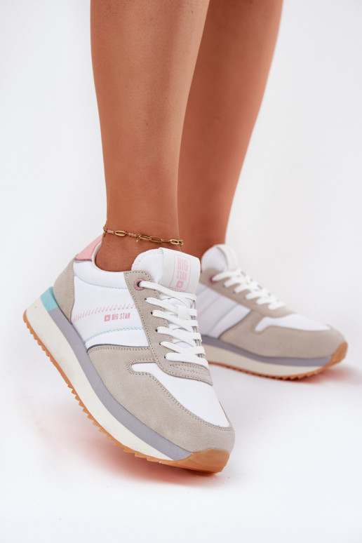 dalla pelle scamosciata Scarpe modello sneakers Femminile Big Star RR274A047 HI-POLY SYSTEM beige-Colore bianco