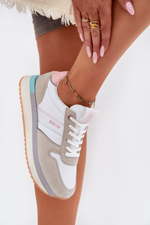 dalla pelle scamosciata Scarpe modello sneakers Femminile Big Star RR274A047 HI-POLY SYSTEM beige-Colore bianco