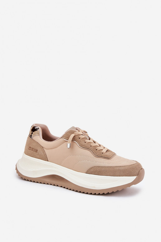 dalla pelle scamosciata Scarpe modello sneakers Femminile con una piattaforma Big Star RR274A345 HI-POLY SYSTEM beige