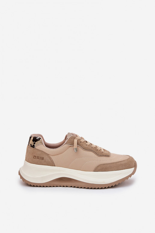 dalla pelle scamosciata Scarpe modello sneakers Femminile con una piattaforma Big Star RR274A345 HI-POLY SYSTEM beige