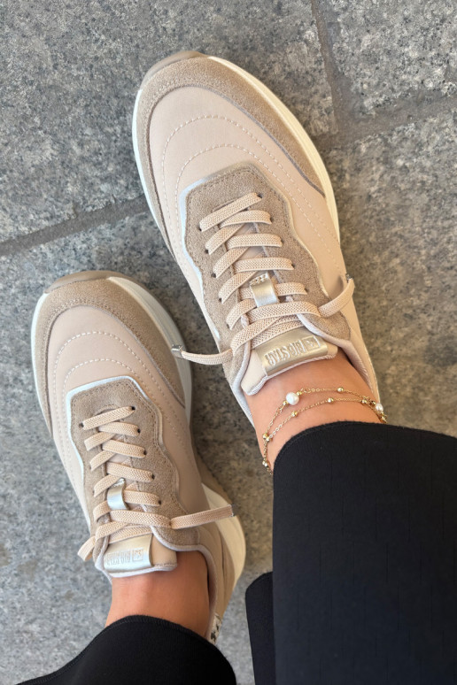 dalla pelle scamosciata Scarpe modello sneakers Femminile con una piattaforma Big Star RR274A345 HI-POLY SYSTEM beige