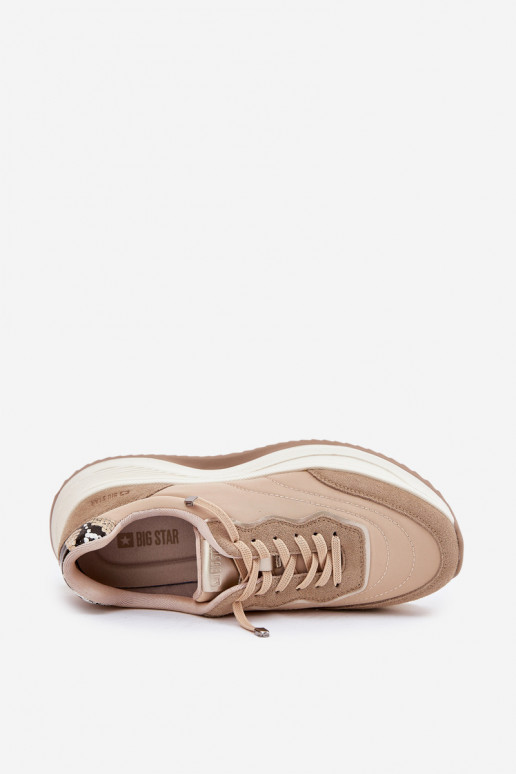 dalla pelle scamosciata Scarpe modello sneakers Femminile con una piattaforma Big Star RR274A345 HI-POLY SYSTEM beige