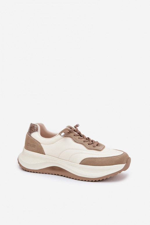 dalla pelle scamosciata Scarpe modello sneakers Femminile con una piattaforma Big Star RR274A344 HI-POLY SYSTEM beige
