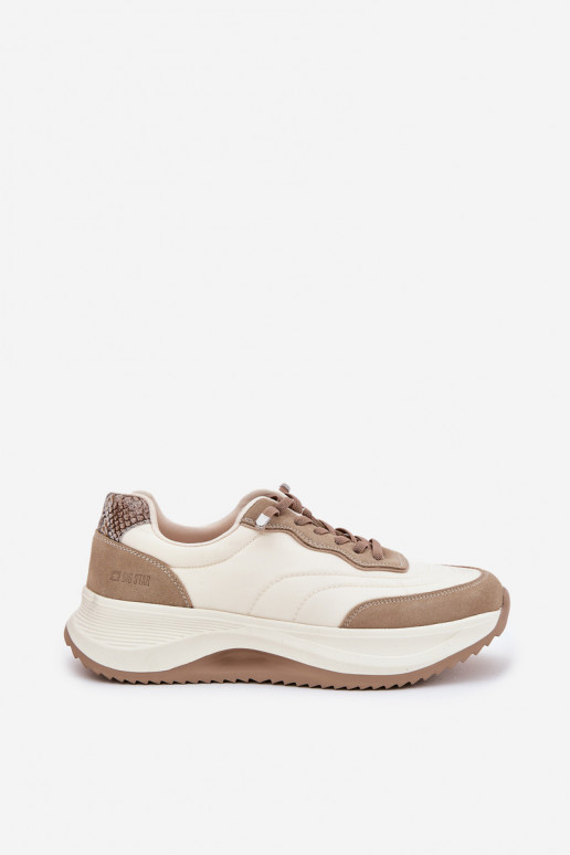 dalla pelle scamosciata Scarpe modello sneakers Femminile con una piattaforma Big Star RR274A344 HI-POLY SYSTEM beige