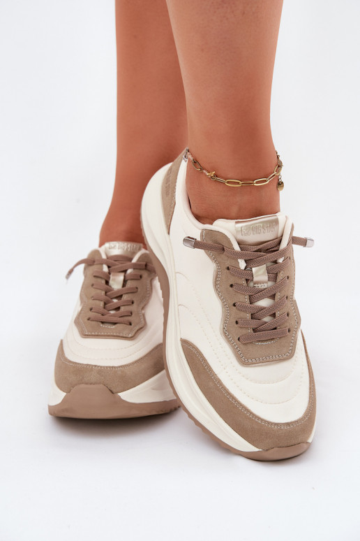 dalla pelle scamosciata Scarpe modello sneakers Femminile con una piattaforma Big Star RR274A344 HI-POLY SYSTEM beige