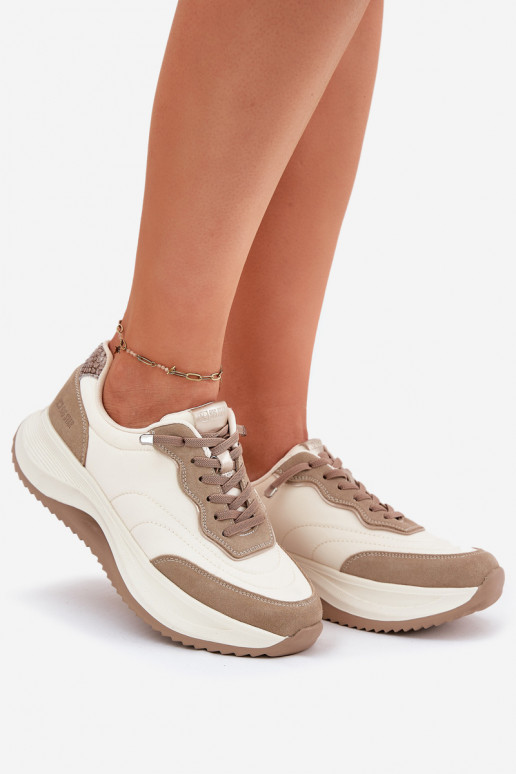 dalla pelle scamosciata Scarpe modello sneakers Femminile con una piattaforma Big Star RR274A344 HI-POLY SYSTEM beige