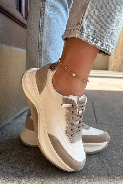 dalla pelle scamosciata Scarpe modello sneakers Femminile con una piattaforma Big Star RR274A344 HI-POLY SYSTEM beige