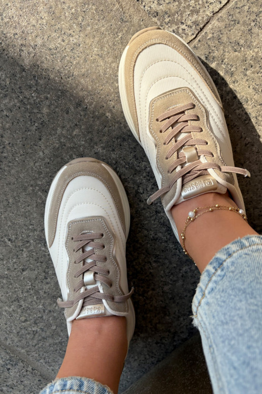 dalla pelle scamosciata Scarpe modello sneakers Femminile con una piattaforma Big Star RR274A344 HI-POLY SYSTEM beige