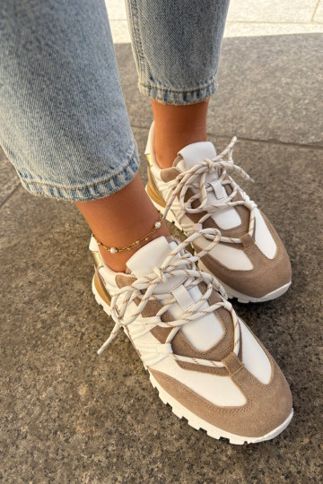 Pelle scarpe Scarpe modello sneakers Femminile Artiker 56C1738 beige-colore dorato