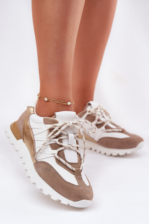 Pelle scarpe Scarpe modello sneakers Femminile Artiker 56C1738 beige-colore dorato Pelle scarpe Scarpe modello sneakers Femminile Artiker 56C1738 beige-colore dorato