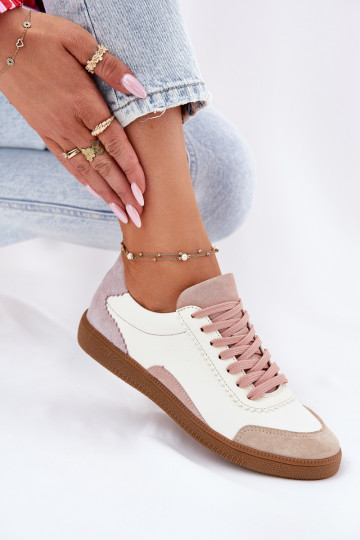 Scarpe sportive in pelle per donne Zazoo N1220 bianche