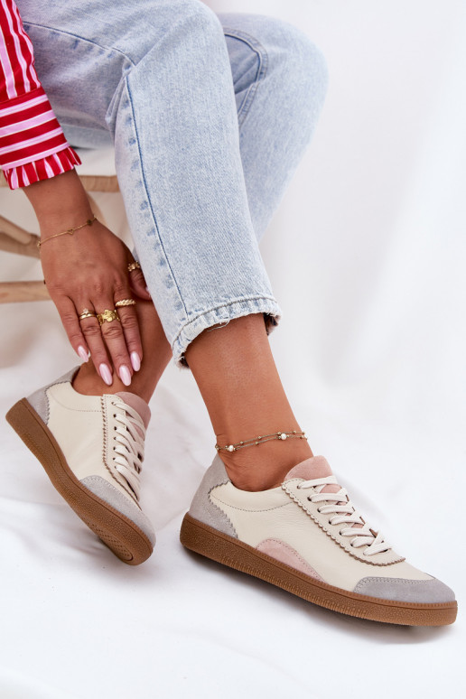 Pelle Scarpe modello sneakers Femminile Zazoo N1220 beige