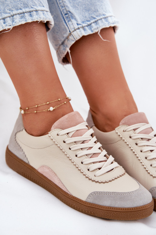 Pelle Scarpe modello sneakers Femminile Zazoo N1220 beige