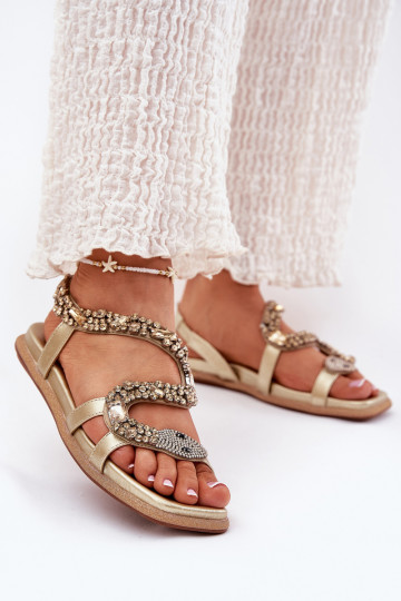 Sandali da donna Con decorazione con imitazione della pelle di serpente Eko Pelle Artiker 56C1362 colore dorato 2