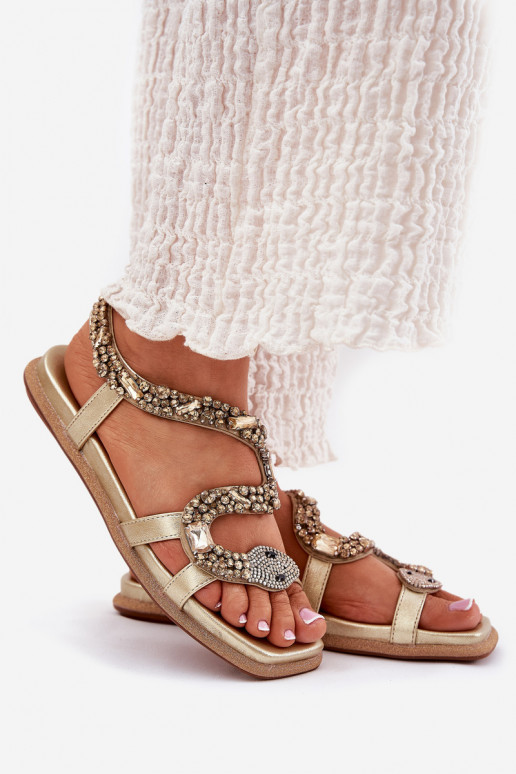 Sandali da donna Con decorazione con imitazione della pelle di serpente Eko Pelle Artiker 56C1362 colore dorato