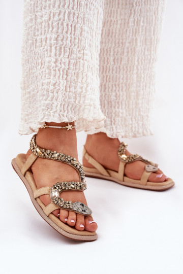 Sandali da donna Con decorazione con imitazione della pelle di serpente in ecopelle scamosciataoAe Artiker 56C1361 beige