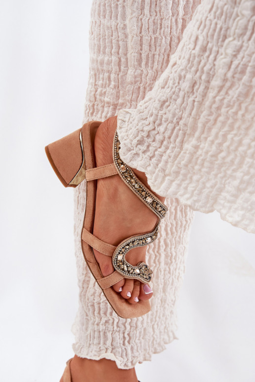 Sandali con tacco alto da donna con gli occhi lucenti Artiker 56C1374 beige