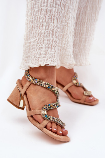 Sandali con tacco alto da donna con gli occhi lucenti Artiker 56C1377 beige