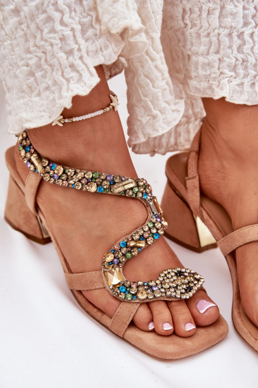 Sandali con tacco alto da donna con gli occhi lucenti Artiker 56C1377 beige