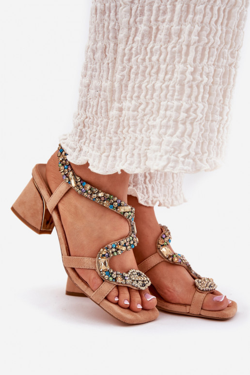 Sandali con tacco alto da donna con gli occhi lucenti Artiker 56C1377 beige