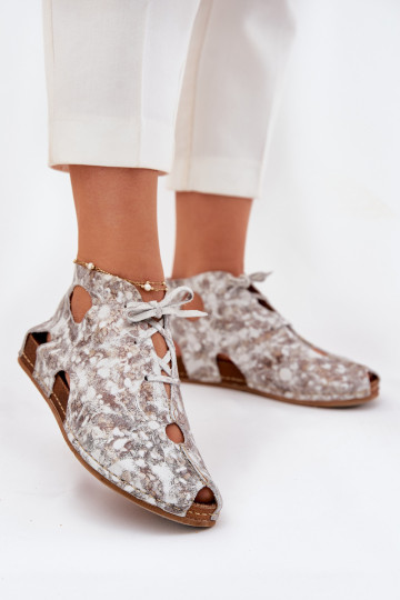 Elegantellato Pelle Stivali Deveciejka 03426-46 Bianco-beige