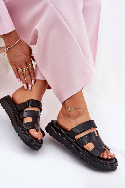 Pantofole da donnaAbilitatoturalnej Skóry con una piattaforma Zazoo 40440 colore nero Pantofole da donnaAbilitatoturalnej Skóry con una piattaforma Zazoo 40440 colore nero