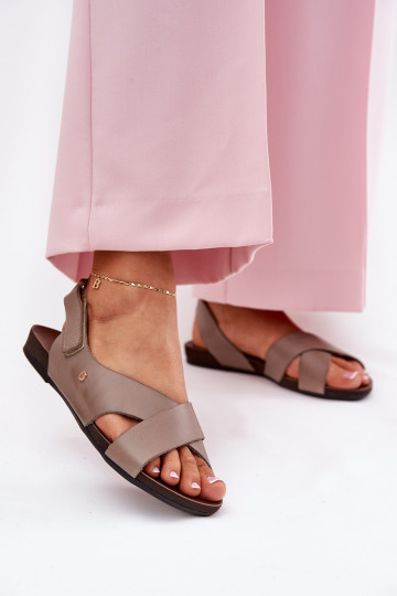 Sandali da donna con chiusure adesive Zazoo 40141 beige