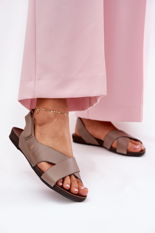 Sandali da donna con chiusure adesive Zazoo 40141 beige