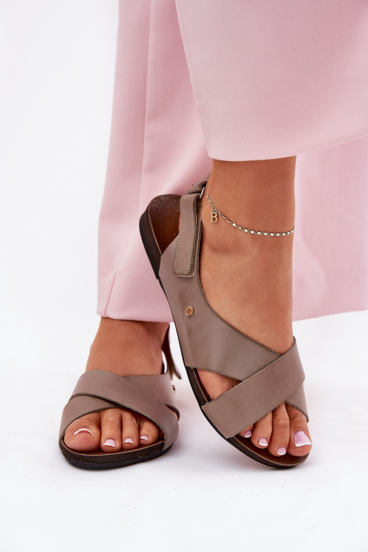 Sandali da donna con chiusure adesive Zazoo 40141 beige