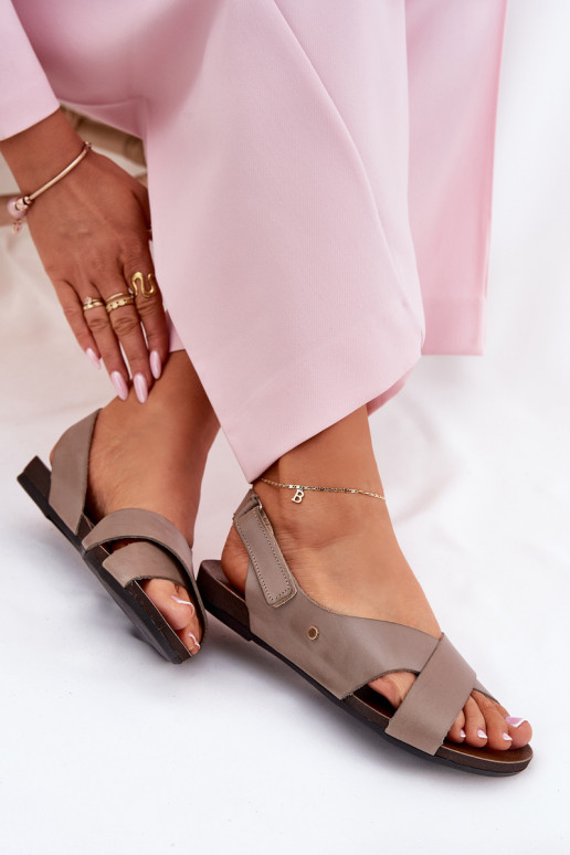 Sandali da donna con chiusure adesive Zazoo 40141 beige