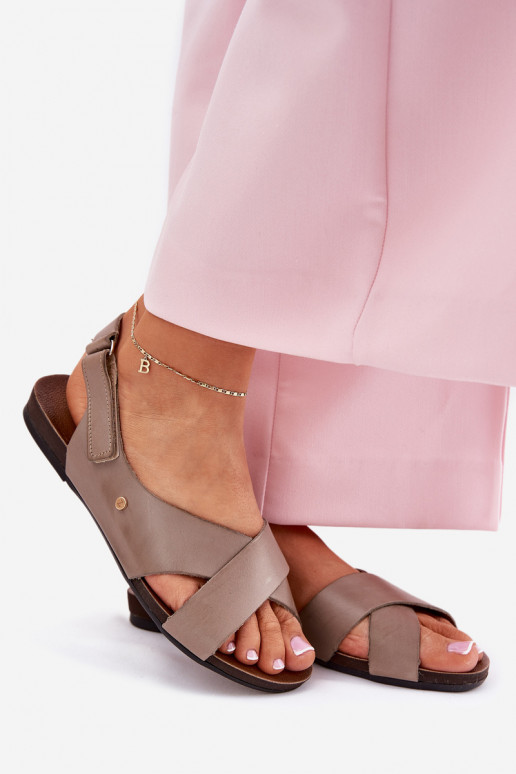 Sandali da donna con chiusure adesive Zazoo 40141 beige