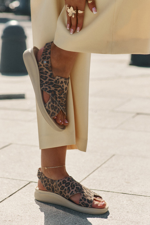 Zazoo 40392 Sandali da donna Femminile con motivi di pelliccia di leopardo colore marrone