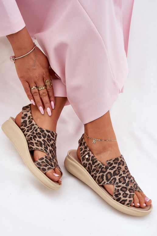 Zazoo 40392 Sandali da donna Femminile con motivi di pelliccia di leopardo colore marrone