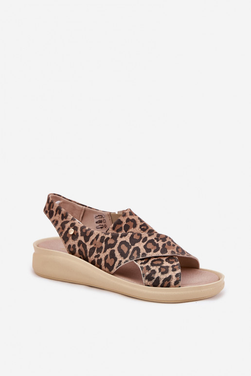 Zazoo 40392 Sandali da donna Femminile con motivi di pelliccia di leopardo colore marrone