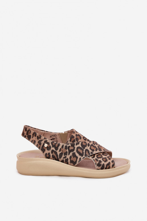 Zazoo 40392 Sandali da donna Femminile con motivi di pelliccia di leopardo colore marrone