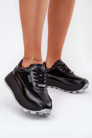 Scarpe sportive in pelle con piattaforma Big Star RR274873 HI-POLY SYSTEM nere 2