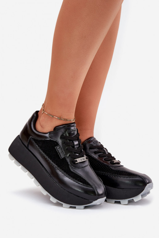 Pelle Femminile Scarpe modello sneakers con una piattaforma Big Star RR274873 HI-POLY SYSTEM colore nero